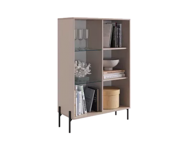 Комод со стеклом Доминика кашемир / дуб крафт золотой