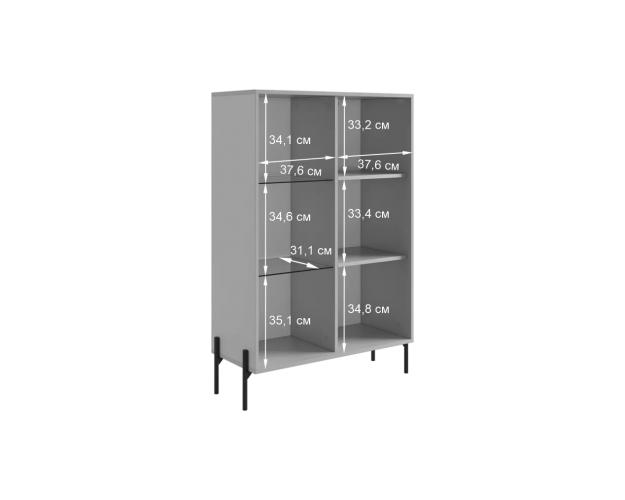 Комод со стеклом Доминика кашемир / дуб крафт золотой