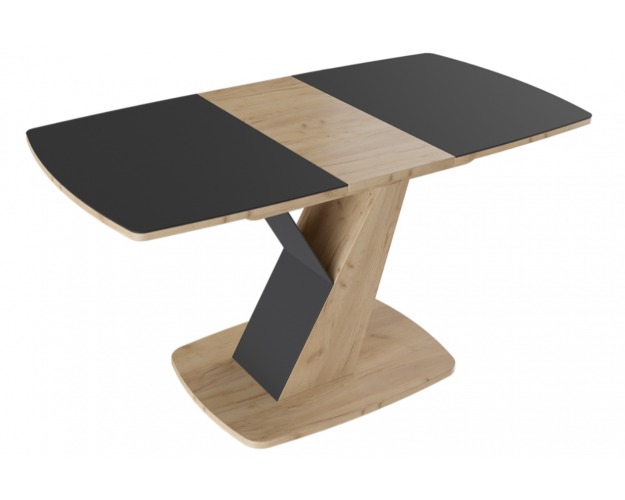 Стол обеденный «Гарда» Тип 1 (Дуб крафт золотой/Стекло матовое черный графит)