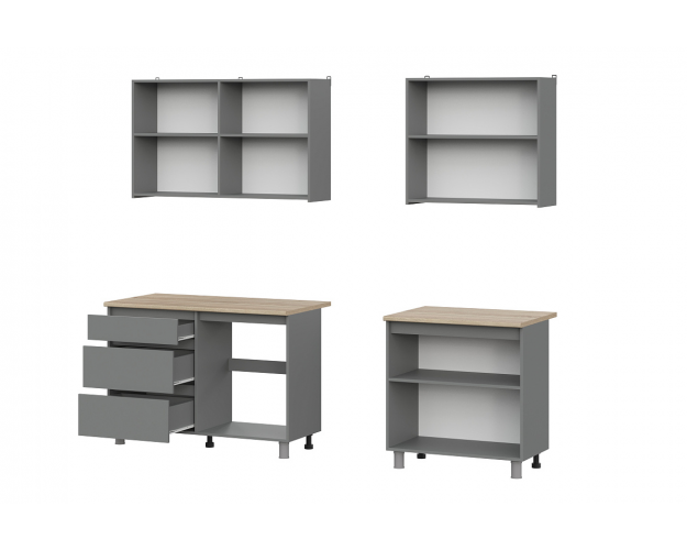 Кухонный гарнитур "Денвер" 2.0 графит серый / дуб сонома